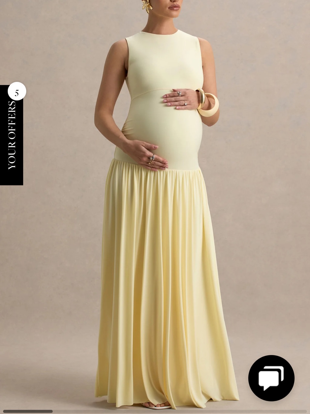 Club L London Pale Yellow Maternity Maxi Dress